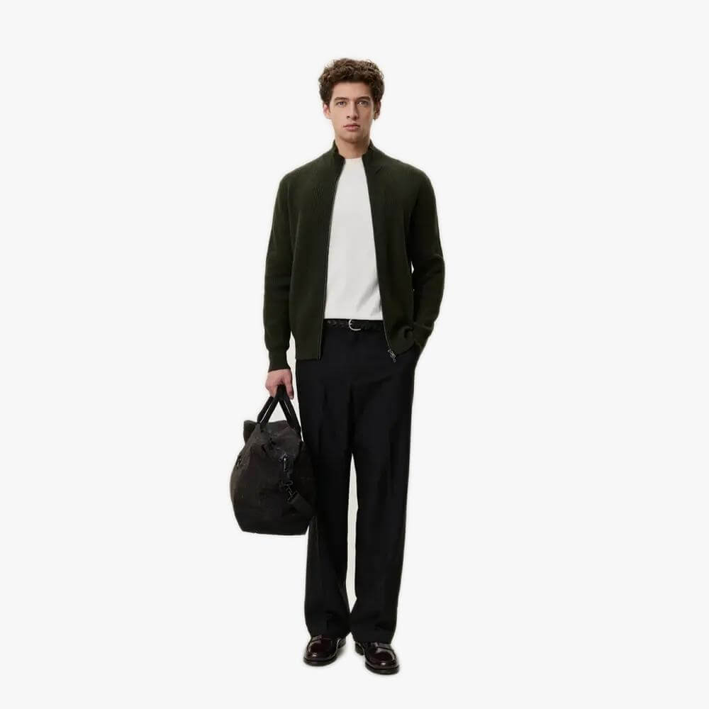 Les Deux Wool Rib Zipper Knit